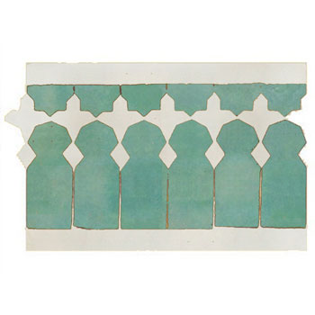 Mosaic House Moroccan tile Zanar LG 12-1 White,   Light Green,    solid zellige, mosaic, zellij, border, glaze, traditional, classic 